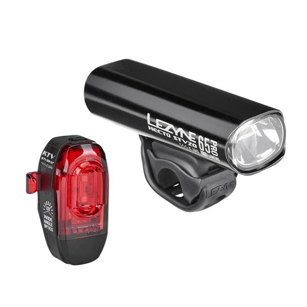 Lezyne BELEUCHTUNGSSET HECTO PRO 65 + KTV STVZO, SCHWARZ Y13 Fahrradbeleuchtung SCHWARZ-GLÄNZEND