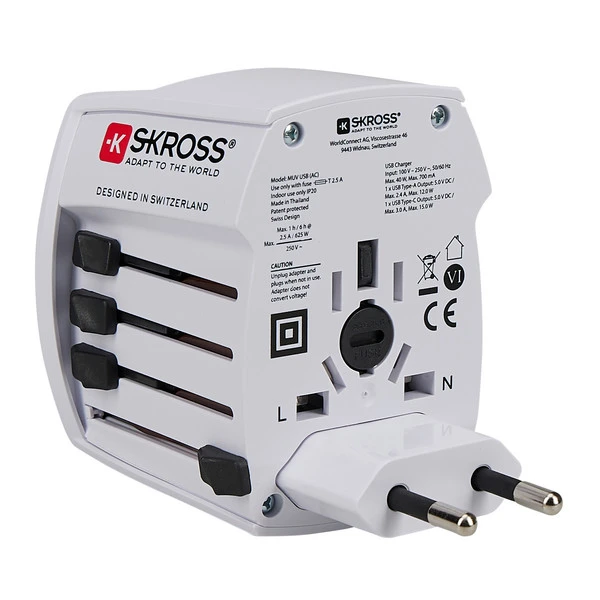 SKROSS MUV USB (AC) Reisestecker WEIß